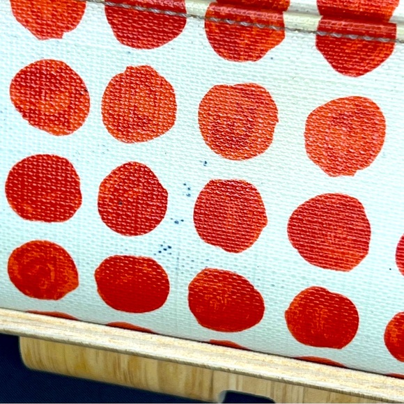 Coach White and Red Polka Dot Zip Wallet - Picture 5 of 11